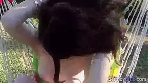 Sexy Cute Britney Blue Loves outdoors and get Naked