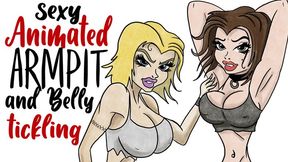 Sexy animated babe tickled in armpits and belly hot fetish tickling