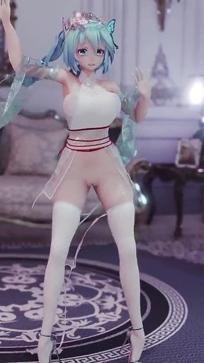 [mmd] 初音 (g)i-dle - Queencard Queen; Fetish Uniforms; Striptease; Busty; Jiggle