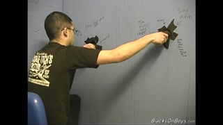 White guy sucking off black cocks at gloryhole