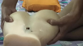 Banging sex doll ass with all power