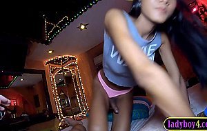 Big cock amateur Asian ladyboy Poy gets her amazing body anal fucked