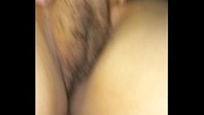 Exploring her fuzzy bush with passion