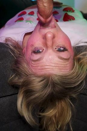 Blonde Whore Gets Her Face Fucked Upside Down