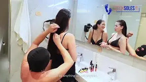 Foot worship by 3 sexy barefoot babes