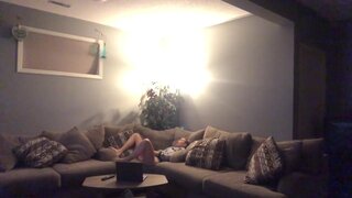 Girl takes pants down to watch porn flicking the bean
