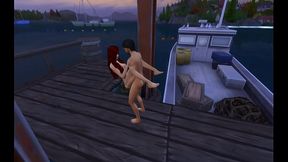 У рыжей тётки протёк подвал и она трахнула паренька на заброшенном причале