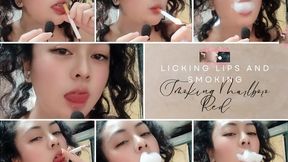 Licking Lips and Smoking - Smoking Marlboro Red - Audible