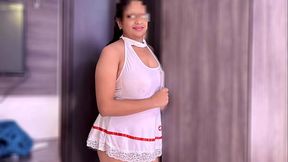 Hot Desi Girl in Nurse Costume tight pussy fucked, Indian husband-wife Hindi Sex Video