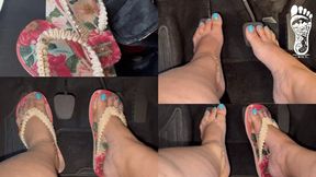 Juliette_RJ Pedal Pumping in Dolce & Gabbana Flip Flops and Barefoot - Real life Driving - PEDAL PUMPING - BBW LEGS - REVVIG - FOOT FETISH - ARCHED FEET - DRIVING - BRAZILIAN GODDESS - FLIP FLOPS - BAREFOOT