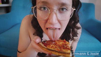Italian guy gets mad at Irish Slut after she brings  back home american pizza