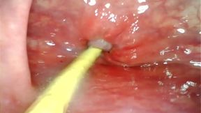 Deep penetration POV  Camera inside her hole as I thrust hard and cum inside