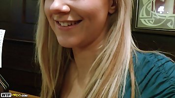 Cock loving blonde is giving a blowjob to a guy after their first date, and expecting sex