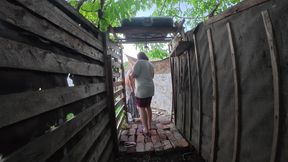 Tanya in Distant Peeping View Outdoor Village Shower