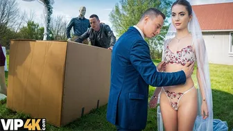 Hot brunette Liz Ocean enjoys outdoor wedding sex in her bridal dress
