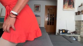 Sissy Xunami shows string in her light dress