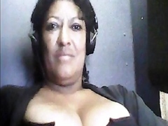 Sexy Latina Mom Plays with Her Big Tits on Webcam