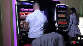 Public blowbang blowjob session skinny girl casino for money