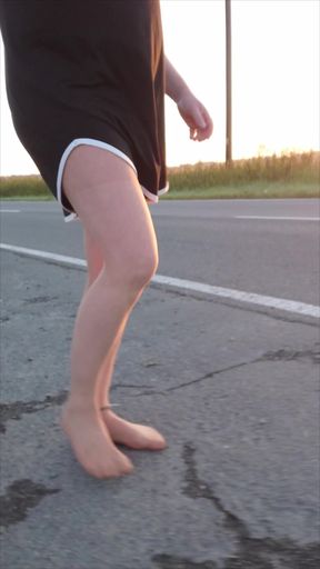 Walk in Tights on the Country Road