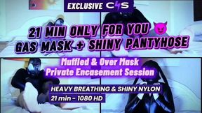 Gas Mask & Pantyhose Encasement: Muffled Breathing, Shiny Nylon Tease & Sensual Masturbation - 21 Min MOV