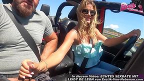 German milf cumshot in car during drive