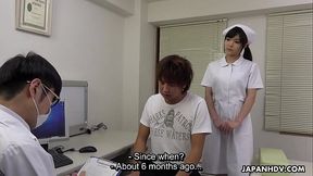 Japanese Nurse Shino Aoi gives a horny blowjob to her patient's erect