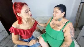 BBW KISSING SKINNY GIRL PART 1