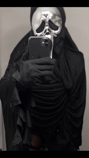 Stroking This Thick Black Cock in Full Scream Cosplay