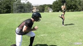 ”Big Boobed Blonde Cheerleader Honey Blossom Seduces Quarterback Charles Dera”