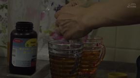 CG2302-A housekeeper who was to drink an aphrodisiac devours the cock of a customer in heat