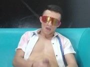I shake my cock until I cum in the condom and I thought about my ex-girlfriend