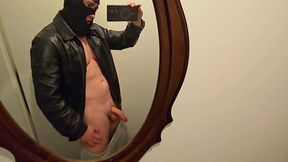 Mirror Leather Jerk off! Hot Stepdaddy Pumps Thick Cock & Shoots Big Load on His Shirt - Follow on X Phantomgentx