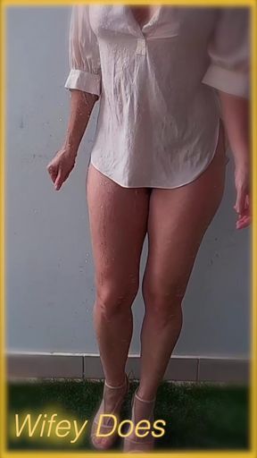 Wifey wet shirt braless is amazing