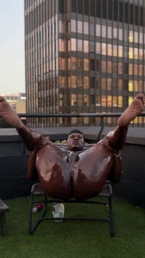 Big Black Dick Oiled up Jacking off and Twerking Outdoors