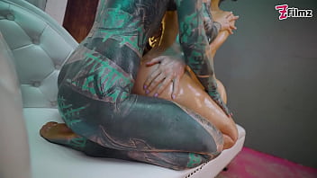 Slippery Synth Oily Lesbian Metal Toy Threesome