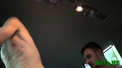 Playful gays enjoy a hot car fuck