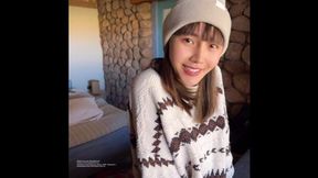 Sweet couple enjoy intimate moments in cozy cabin &mdash;  her smile is pure