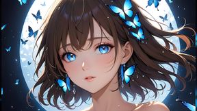 Butterfly Radiance a Beautiful Young Woman with Glowing Wings Around Her