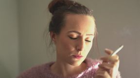 Intimate Close Up Girl Smoking – Slow Sensual Face Tease
