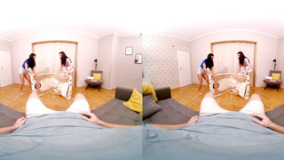 Two Girls Take Turns Massaging My Cock - Virtual Real Porn