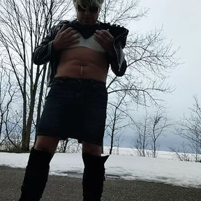 Sexy CD looking for you in Miss me skirt leather Boots public Cumming