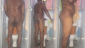 african giant fingering his tight anus while bathing