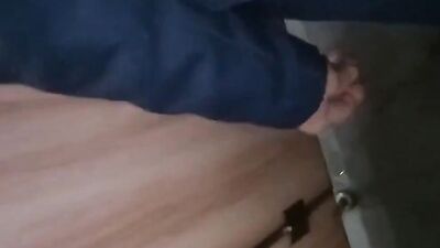 Kinky old guys are playing with their cocks in a dirty toilet