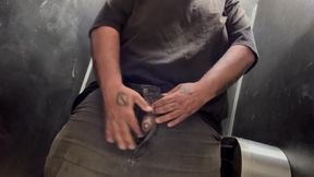 Latino jacks off in public at Home Depot, covered in tattoos