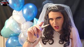 Smoking and Crossdressed as a Bride