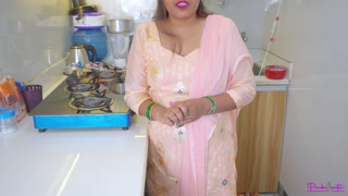 Mother-in-law gives offer for Fuck hard to Son-in-law in kitchen with Dirty hindi talk and he Cum in her sexy pussy.