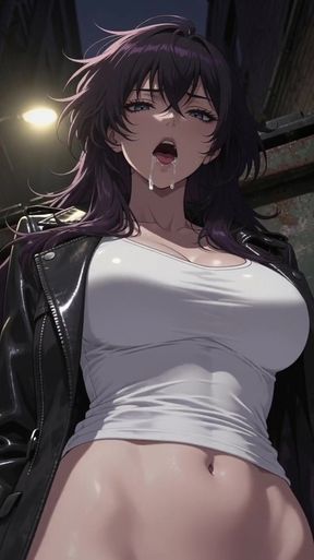 Mysterious anime woman in side alley seduces you   Clip 1
