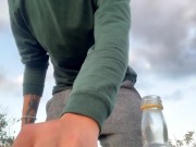 Task for sub boy - Eat your master´s cum from the bottle at the public