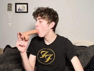 Gooner male gapes aperture with humongous dildos