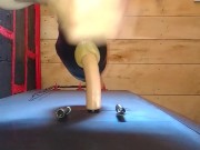 Masturbates and sucks a dildo!